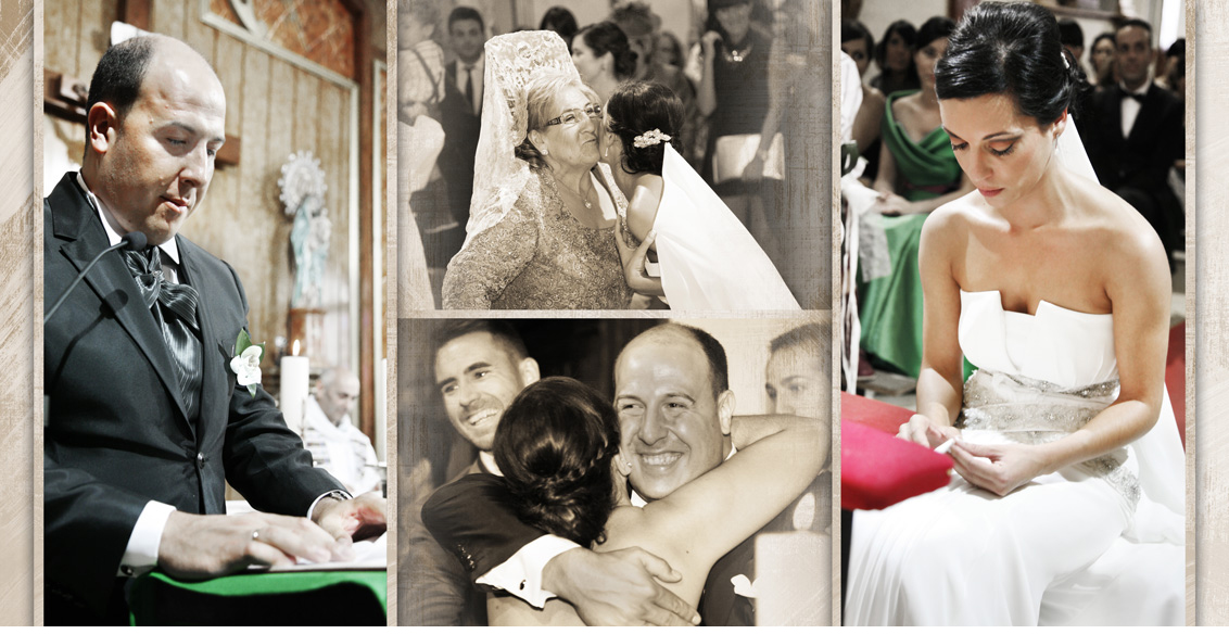 Reportaje Boda Juan Manuel y Noemí, collage fotografías boda ceremonia