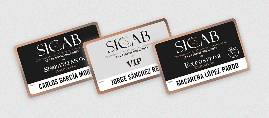 Impresión de las tarjetas PVC VIP,  simpatizante y expositor de la feria internacional del caballo SICAB 2015